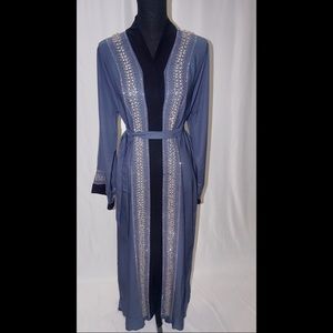 Steel Blue Luxury Dubai Open Abaya